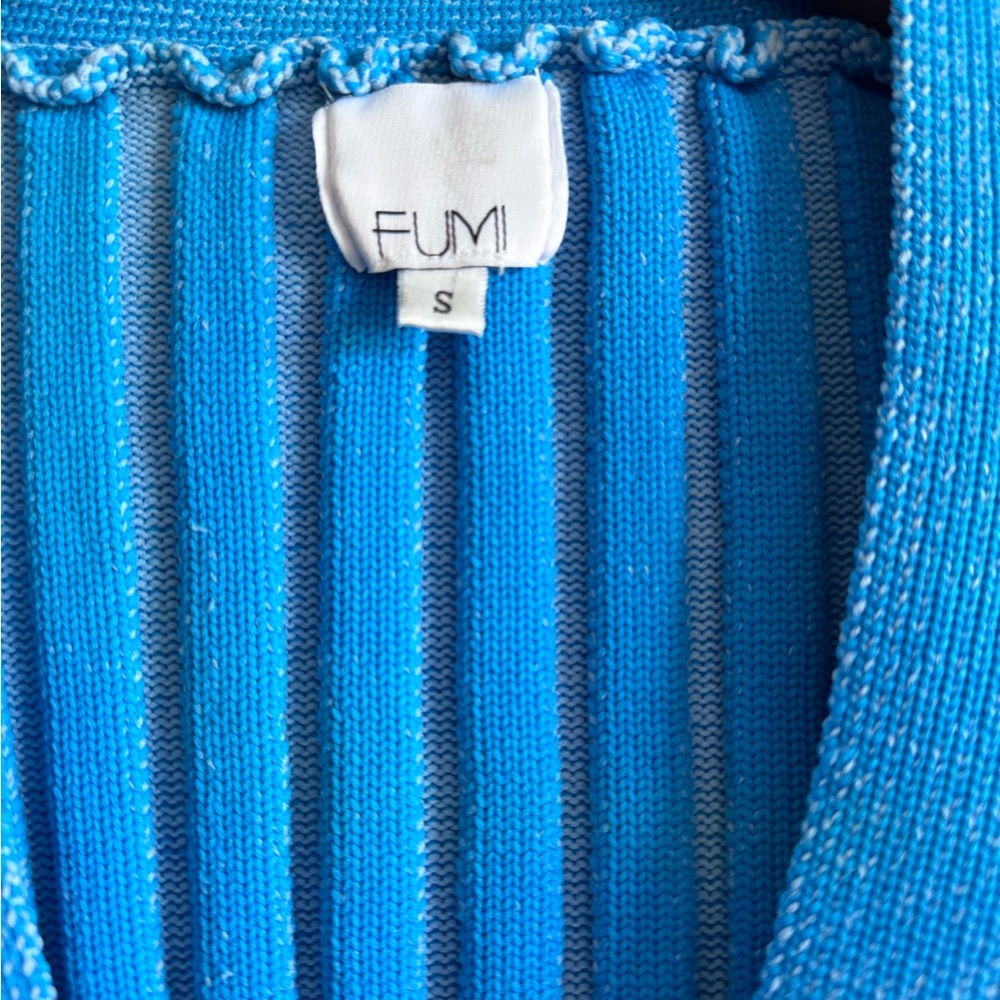 Blue Ribbed Women's Sweater - Picture 2 of 3